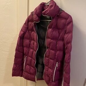 Michael Kors magenta and gray Packable Down Jacket